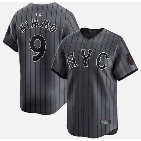 Men's New York Mets #9 Brandon Nimmo Gray 2024 City Connect Limited Stitched Baseball Jersey